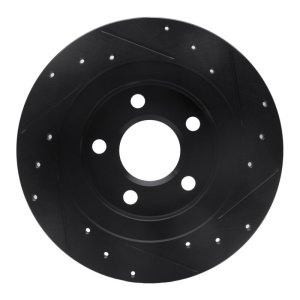 Buick Park Avenue Brake Rotor (1) - Rear Left - R1 Concepts - Drilled & Slotted - Black - `98-`05